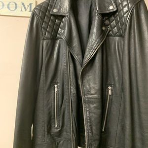 Porter Rd Mens Black leather biker jacket.